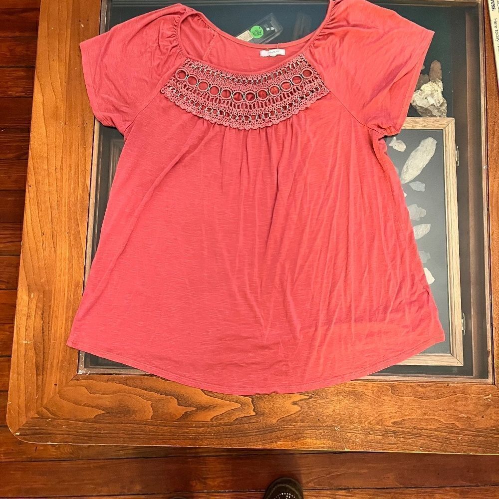 Maunces Large Coral Top Blouse Silver Rings - Picture 2 of 10